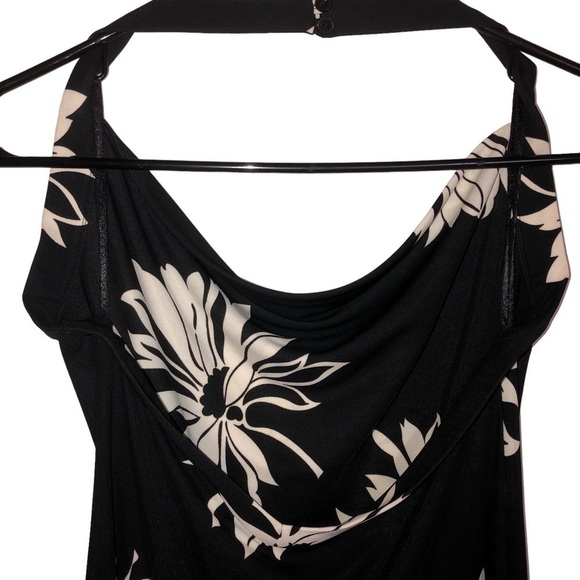 Lauren Ralph Lauren Black & White Halter Drape Neck Floral Maxi Dress Size Small - Picture 3 of 8